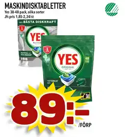 MatArket YES Maskindisktabletter erbjuda