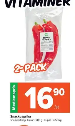 Coop Extra Snackpaprika, Medlemspris erbjuda