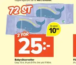 Coop Extra Babyvåtservetter, SEK 25 erbjuda
