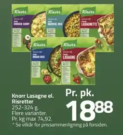 Fleggaard Knorr Lasagne el. Risretter erbjuda