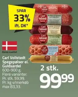 Fleggaard Carl Vollstedt Spegepølser el. Guldsardel erbjuda