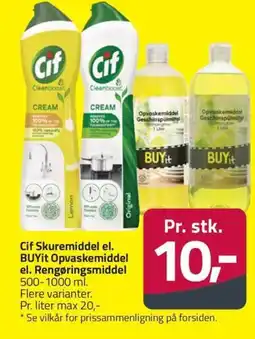 Fleggaard Cif Skuremiddel el. BUYit Opvaskemiddel el. Rengøringsmiddel erbjuda