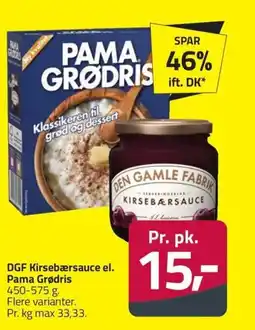 Fleggaard DGF Kirsebærsauce el. Pama Grødris erbjuda