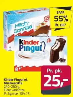 Fleggaard Kinder Pingui el. Mælkesnitte erbjuda