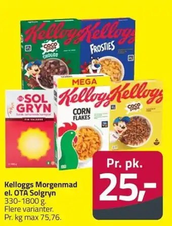 Fleggaard Kelloggs Morgenmad el. OTA Solgryn erbjuda