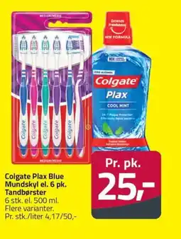 Fleggaard Colgate Plax Blue Mundskyl el. 6 pk. Tandbørster erbjuda