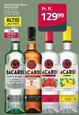 Fleggaard Bacardi Spiced, Blanca, Razz el. Limón erbjuda