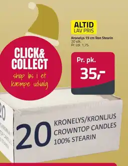 Fleggaard Kronelys 19 cm Ren Stearin erbjuda