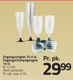 Fleggaard Engangsvinglas el. Engangschampagneglas erbjuda