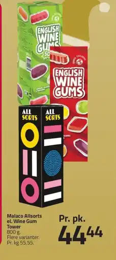 Fleggaard Malaco Allsorts el. Wine Gum Tower erbjuda