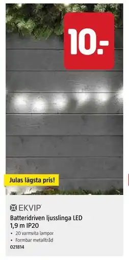 Jula Batteridriven ljusslinga LED 1,9 m IP20, SEK 10 erbjuda