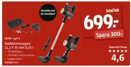 Jula Skaftdammsugare 22,2 V 35 min 0,55 l, Medlemspris erbjuda