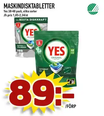 Nelins YES Maskindisktabletter erbjuda