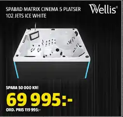 Bauhaus Spabad Matrix cinema 5 platser 102 jets ice white erbjuda