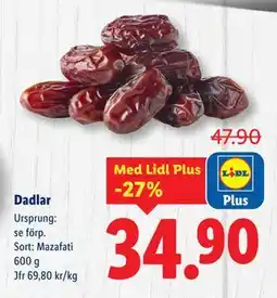 Lidl Dadlar, Pris i appen erbjuda