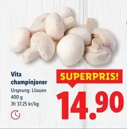 Lidl Vita champinjoner, SEK 14.9 erbjuda