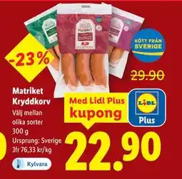 Lidl Matriket Kryddkorv, Pris i appen erbjuda
