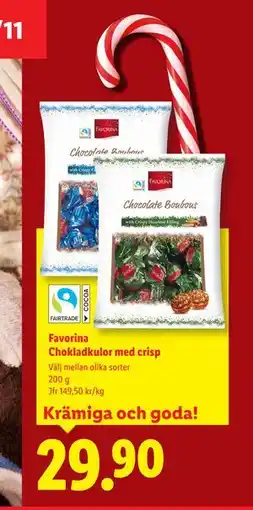 Lidl Favorina Chokladkulor med crisp, SEK 29.9 erbjuda