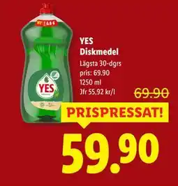 Lidl YES Diskmedel, SEK 59.9 erbjuda