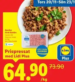Lidl Matriket Färsk fläskfärs, Pris i appen erbjuda