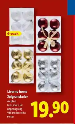 Lidl Livarno home Julgranskulor, SEK 19.9 erbjuda