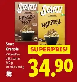 Lidl Start Granola, SEK 34.9 erbjuda