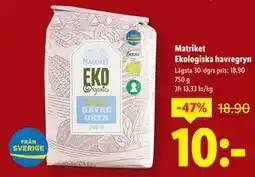 Lidl Matriket Ekologiska havregryn, SEK 10 erbjuda