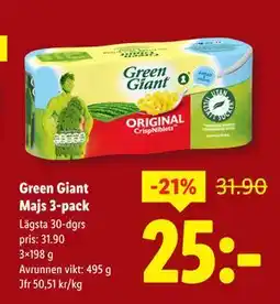 Lidl Green Giant Majs 3-pack, SEK 25 erbjuda
