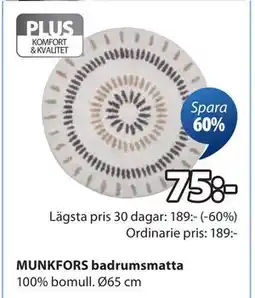 JYSK MUNKFORS badrumsmatta, SEK 75 erbjuda