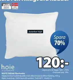JYSK WHITE DREAM fiberkudde, SEK 120 erbjuda