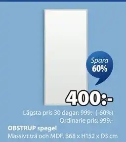 JYSK OBSTRUP spegel, SEK 400 erbjuda