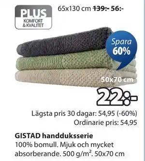 JYSK GISTAD handduksserie erbjuda