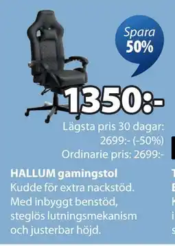 JYSK HALLUM gamingstol, SEK 1350 erbjuda