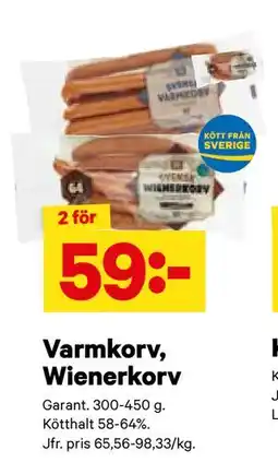 City Gross Varmkorv, Wienerkorv, SEK 59 erbjuda