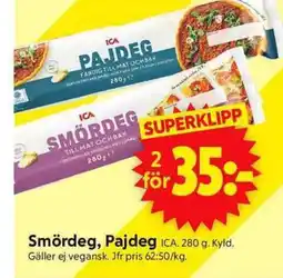ICA Supermarket ICA Smördeg, Pajdeg erbjuda