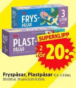 ICA Supermarket ICA Fryspåsar, Plastpåsar erbjuda