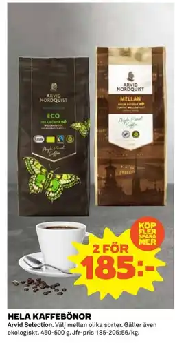 Coop Arvid Selection Hela kaffebönor erbjuda