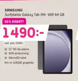 Elon SAMSUNG Surfplatta Galaxy Tab A9+ Wifi 64 GB erbjuda