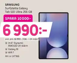 Elon SAMSUNG Surfplatta Galaxy Tab S10 Ultra 256 GB erbjuda