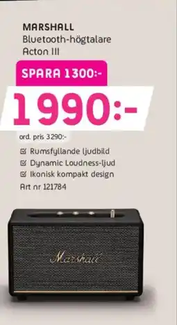 Elon MARSHALL Bluetooth-högtalare Acton III erbjuda