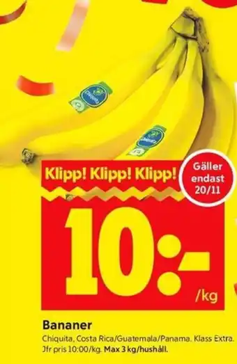 ICA Kvantum Bananer erbjuda