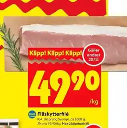 ICA Kvantum ICA Fläskytterfilé erbjuda