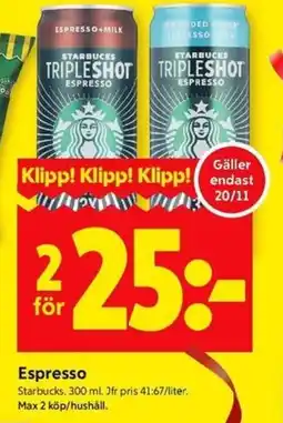 ICA Kvantum STARBUCKS Espresso erbjuda