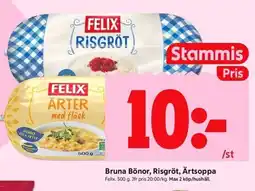 ICA Kvantum FELIX Bruna Bönor, Risgröt, Ärtsoppa erbjuda
