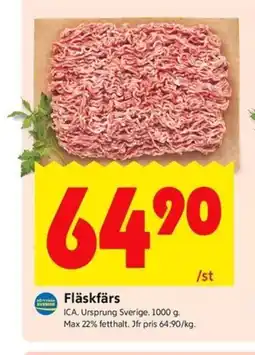 ICA Kvantum ICA Fläskfärs erbjuda