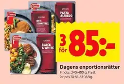 ICA Kvantum Findus Dagens enportionsrätter erbjuda