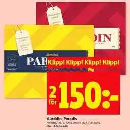 ICA Kvantum Marabou Aladdin, Paradis erbjuda