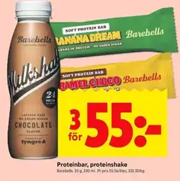 ICA Kvantum Barebells Proteinbar, proteinshake erbjuda