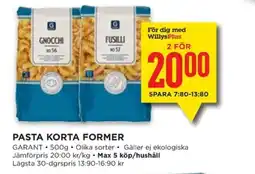 Willys GARANT Pasta korta former erbjuda