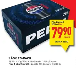 Willys PEPSI Läsk 20-pack erbjuda